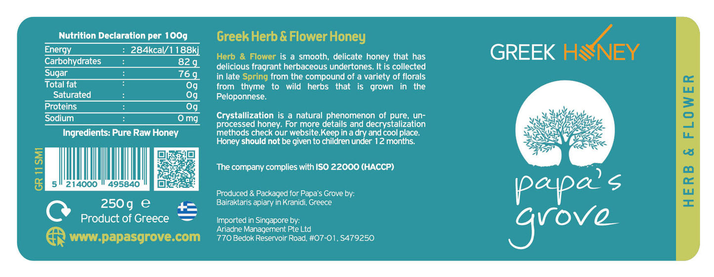 Herb & Flower Raw Honey Papa's Grove