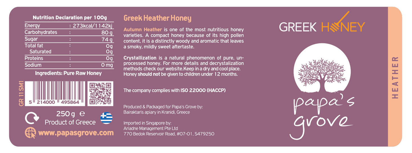 Heather Raw Honey Papa's Grove